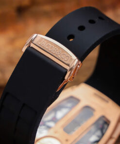 Đồng hồ Jacob & Co Bugatti vàng hồng dây cao su fake cao cấp 52mm x 44mm