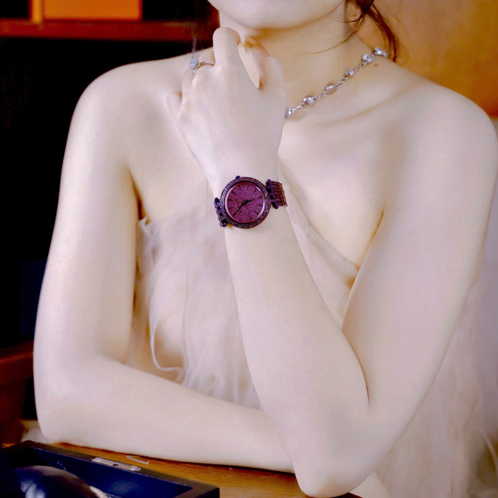  Đồng hồ Michael Kors Darci Pavé nữ đính full đá màu tím 38mm