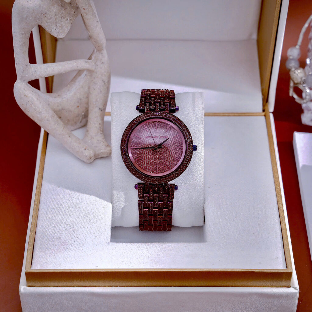  Đồng hồ Michael Kors Darci Pavé nữ đính full đá màu tím 38mm