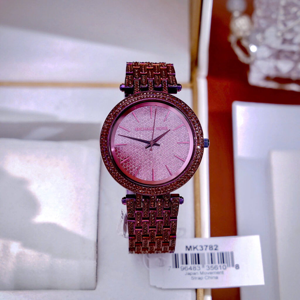  Đồng hồ Michael Kors Darci Pavé nữ đính full đá màu tím 38mm