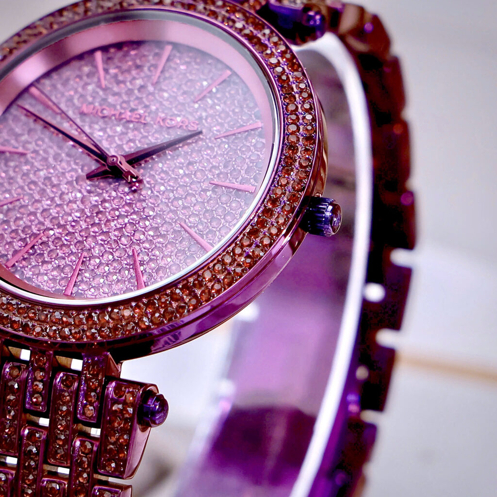 Đồng hồ Michael Kors Darci Pavé nữ đính full đá màu tím 38mm