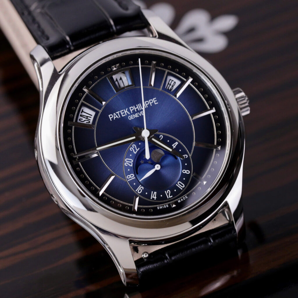 Đồng hồ Patek Philippe 5205G Replica 11 màu xanh blue dây da 40mm (2)