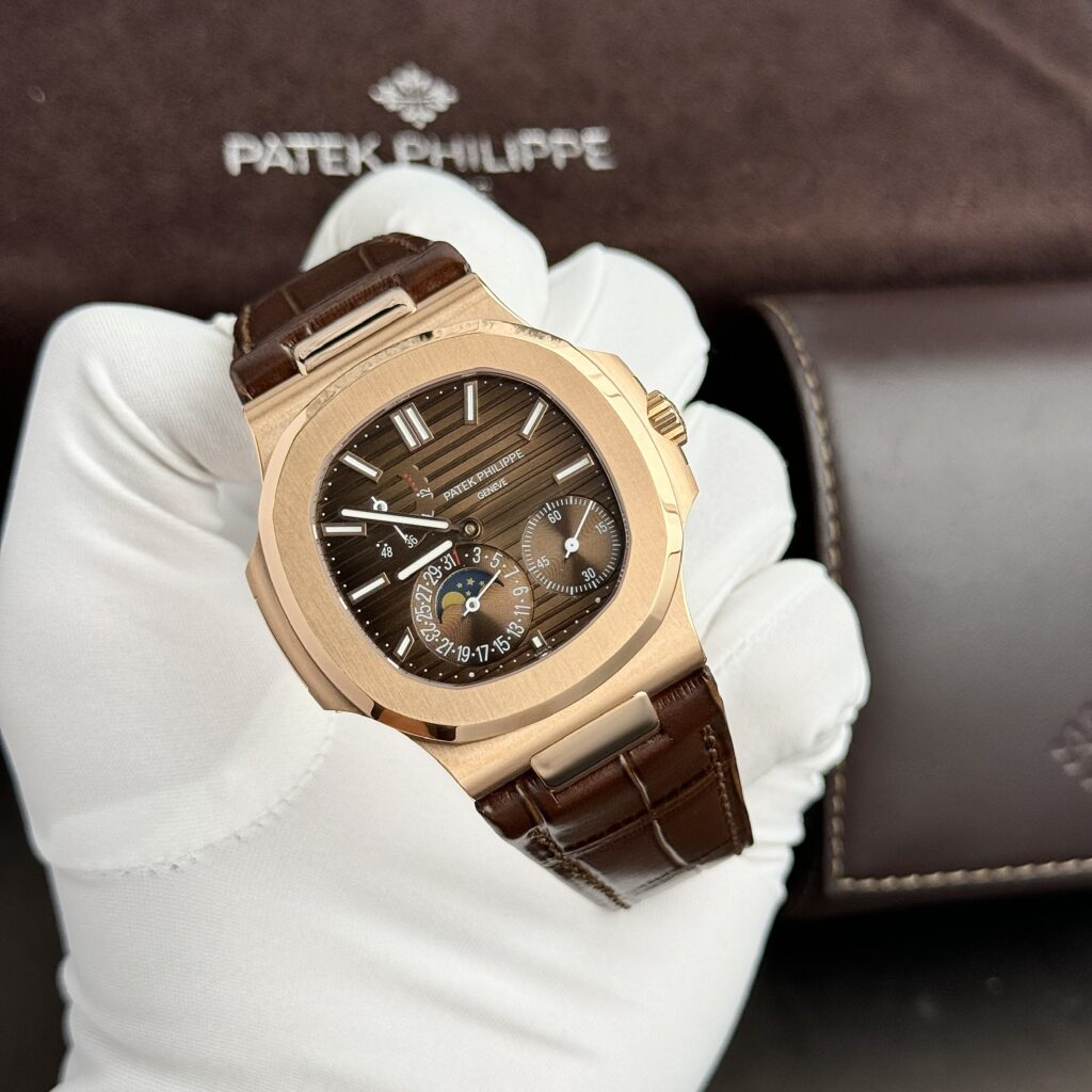 Đồng hồ Patek Philippe Nautilus 5712 Rep 11 mặt nâu dây da nhà máy GR 40mm (2)