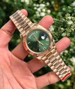 Đồng hồ Rolex Day-Date Fake 1 1 mặt xanh lá cây dây đeo President 40mm (2)