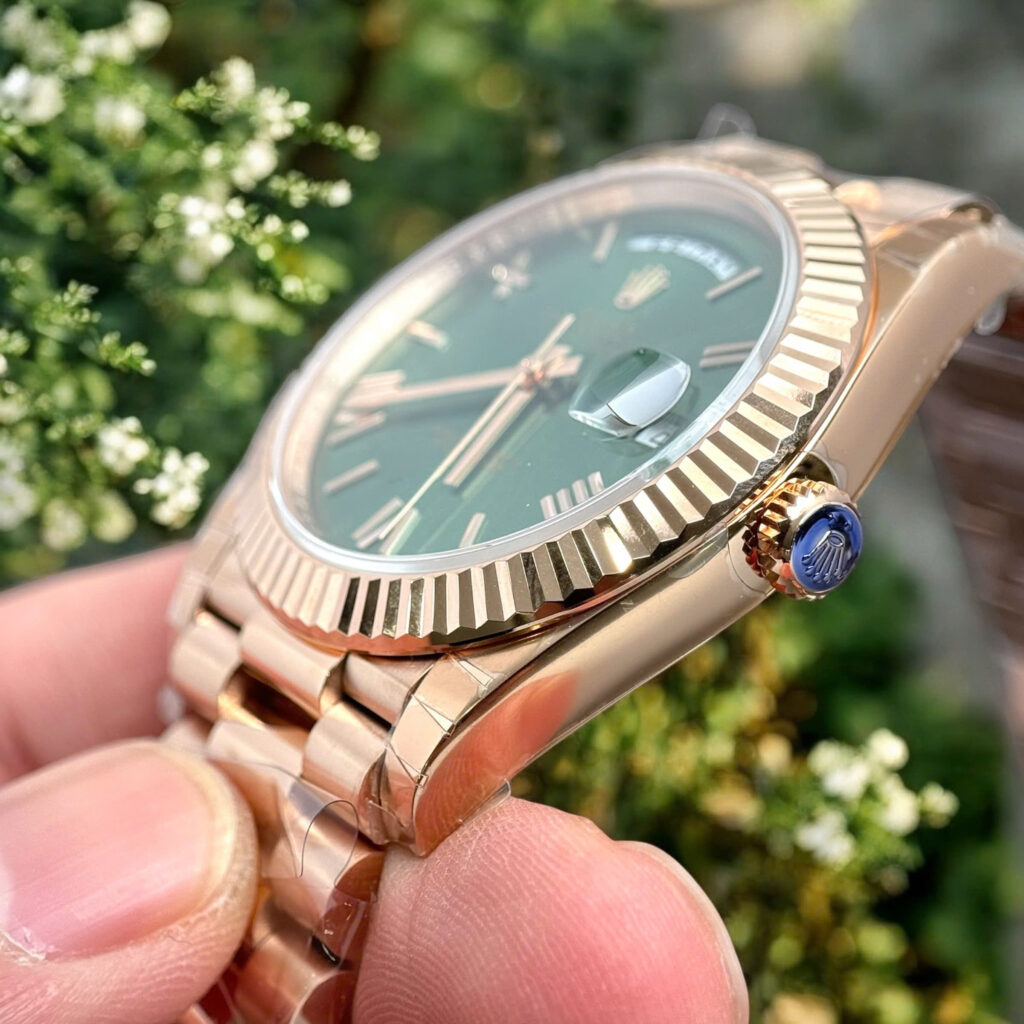 Đồng hồ Rolex Day-Date Fake 1 1 mặt xanh lá cây dây đeo President 40mm (2)