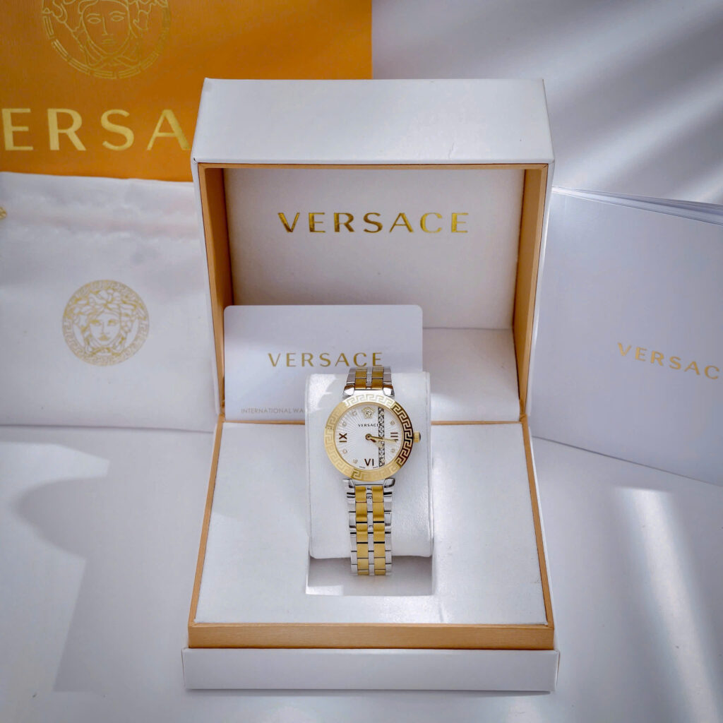 Đồng hồ Versace Greca Icon mặt đính đá demi vàng like auth 36mm