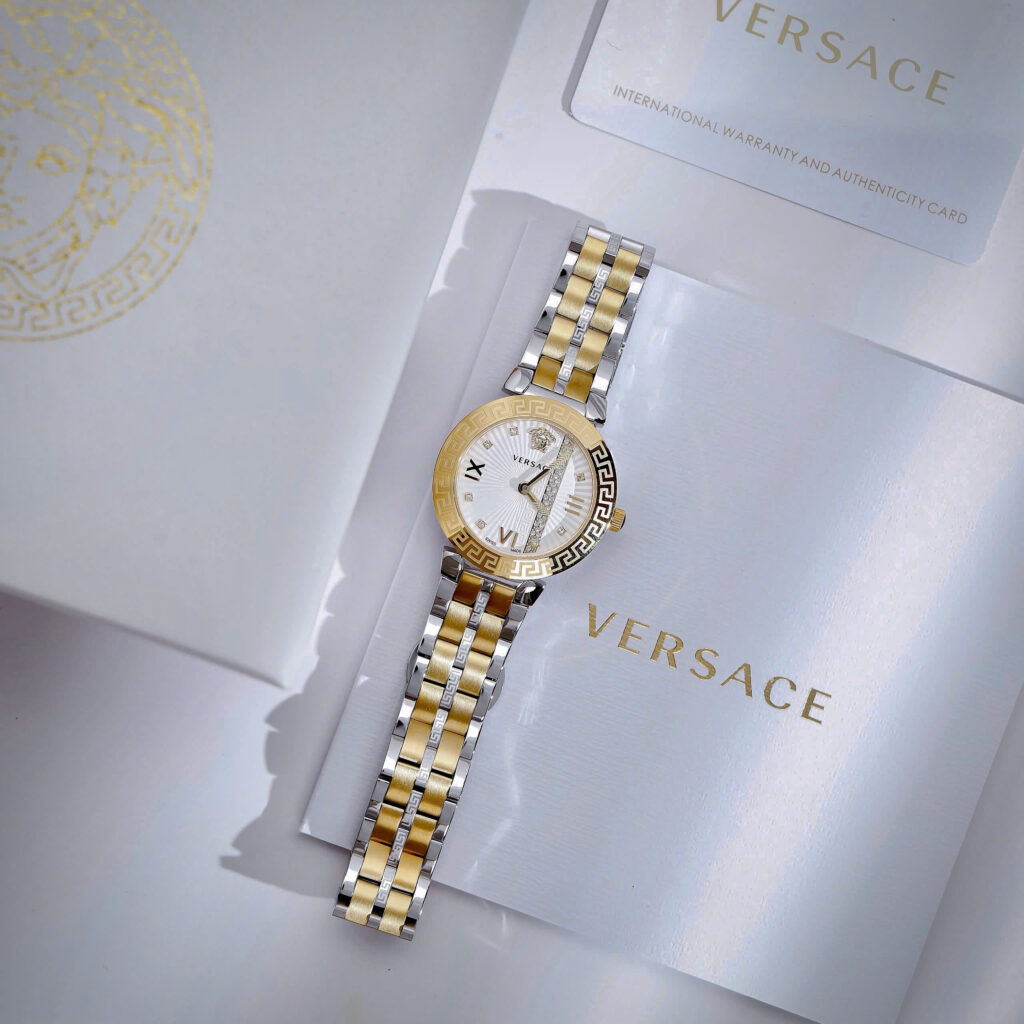 Đồng hồ Versace Greca Icon mặt đính đá demi vàng like auth 36mm