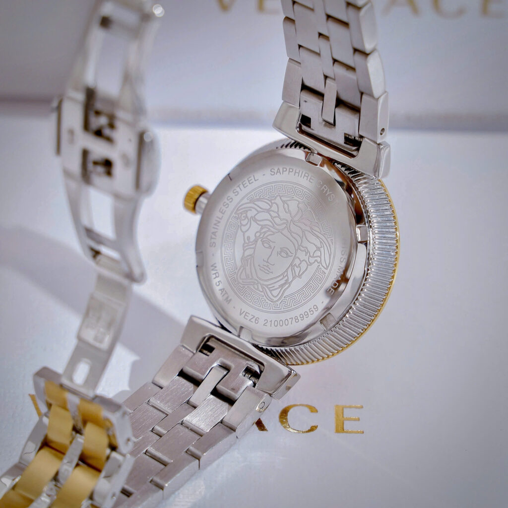 Đồng hồ Versace Greca Icon mặt đính đá demi vàng like auth 36mm