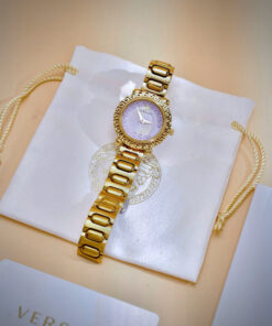 Đồng hồ Versace Greca Twist VE6I00623 vàng gold mặt tím like auth 32mm