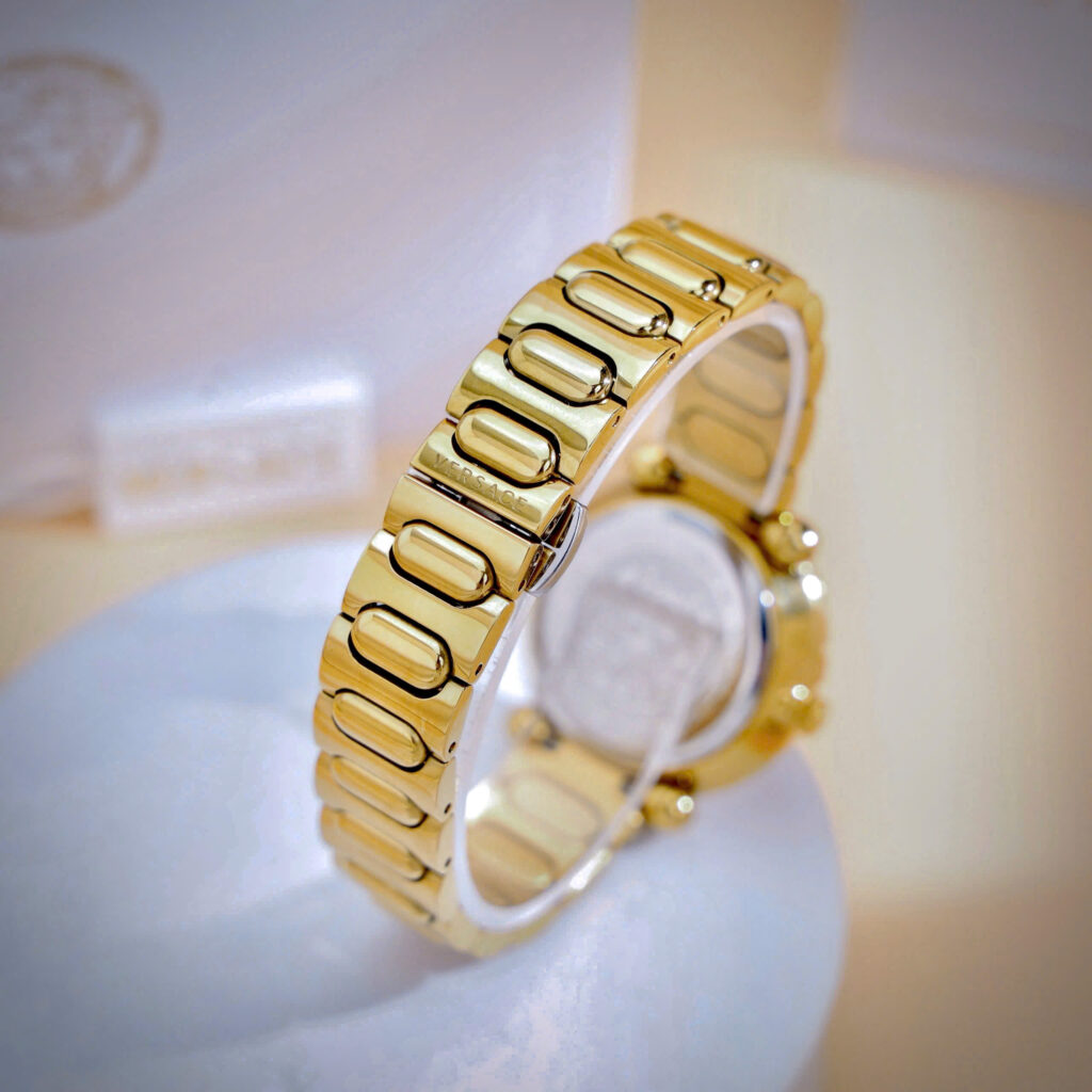 Đồng hồ Versace Greca Twist VE6I00623 vàng gold mặt tím like auth 32mm