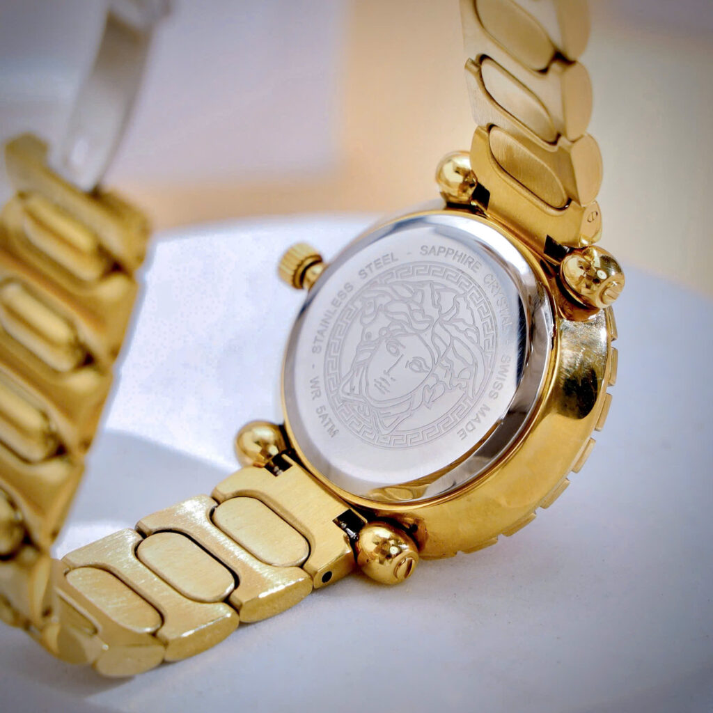 Đồng hồ Versace Greca Twist VE6I00623 vàng gold mặt tím like auth 32mm