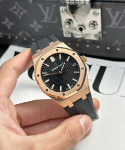 Đồng hồ Audemars Piguet Chế Tác Royal Oak 15500 mặt đen dây cao su nhà máy APS 41mm (1)