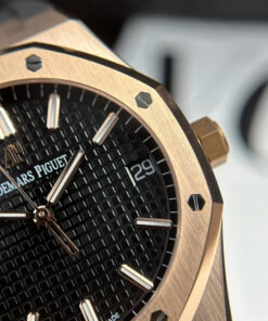 Đồng hồ Audemars Piguet Chế Tác Royal Oak 15500 mặt đen dây cao su nhà máy APS 41mm (1)