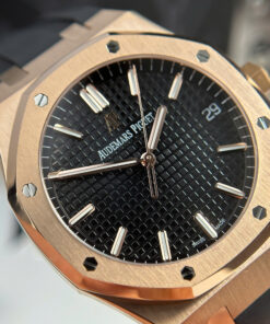 Đồng hồ Audemars Piguet Chế Tác Royal Oak 15500 mặt đen dây cao su nhà máy APS 41mm (1)