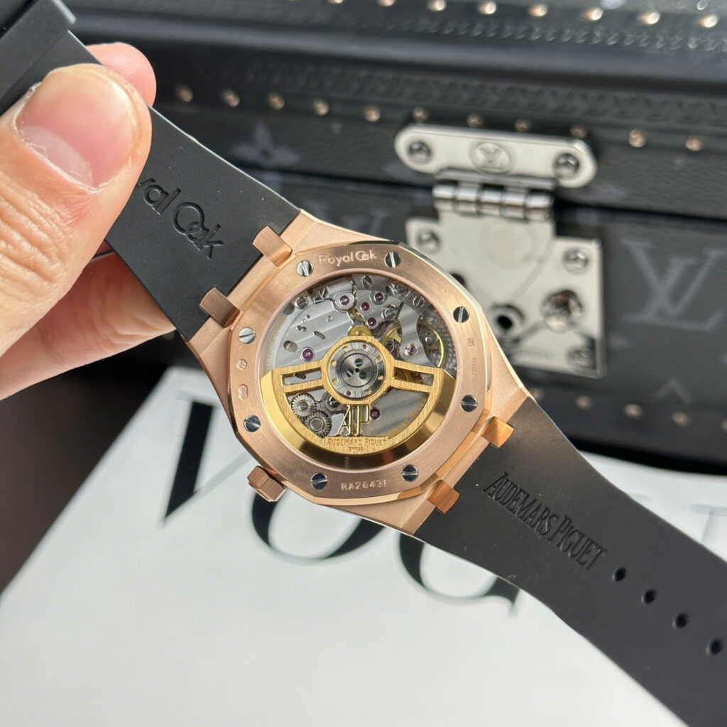Đồng hồ Audemars Piguet Chế Tác Royal Oak 15500 mặt đen dây cao su nhà máy APS 41mm (1)