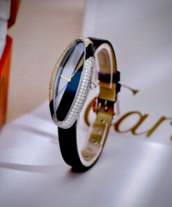 Đồng hồ Cartier Baignoire Allongée nữ dây da đính đá like auth 21x47mm
