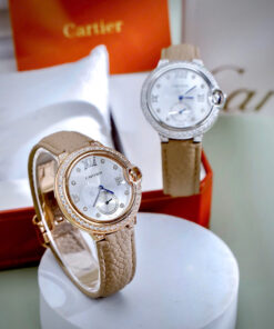 Đồng hồ Cartier Ballon Bleu đính đá mặt xà cừ dây da like auth 36mm