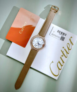 Đồng hồ Cartier Ballon Bleu đính đá mặt xà cừ dây da like auth 36mm
