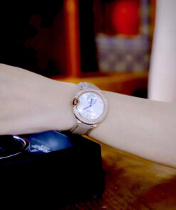 Đồng hồ Cartier Ballon Bleu đính đá mặt xà cừ dây da like auth 36mm