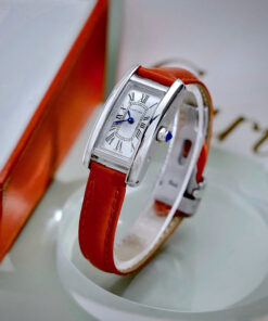 Đồng hồ Cartier Tank Américaine dây da đỏ mặt chữ nhật super fake 34mmx20mm