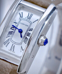 Đồng hồ Cartier Tank Américaine dây da mặt chữ nhật super fake 34mmx20mm