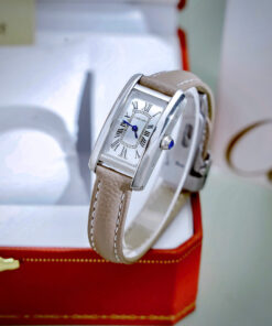 Đồng hồ Cartier Tank Américaine dây da mặt chữ nhật super fake 34mmx20mm