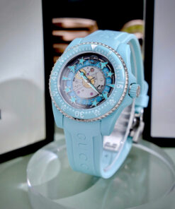 Đồng hồ Gucci Dive Rubber unisex dây cao su xanh ngọc like auth 40mm