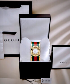 Đồng hồ Gucci Twirl like auth dạng lắc tay king gold mix màu xanh đỏ 25mm