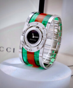 Đồng hồ Gucci Twirl like auth dạng lắc tay mix màu xanh đỏ 25mm