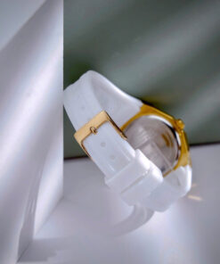 Đồng hồ Guess Octagonal Ladies dây cao su trắng đính đá fake cao cấp 36mm