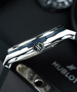 Đồng hồ Hublot Classic Fusion Rep 11 đính đá ruby 7 màu mặt xanh blue xưởng JJF 42mm (2)