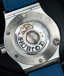 Đồng hồ Hublot Classic Fusion Rep 11 đính đá ruby 7 màu mặt xanh blue xưởng JJF 42mm (2)