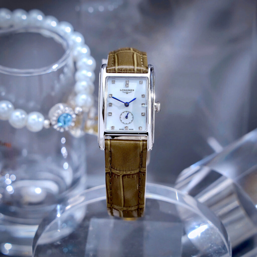Đồng hồ Longines DolceVita nữ cọc số đá dây da nâu like auth 21.5x29mm