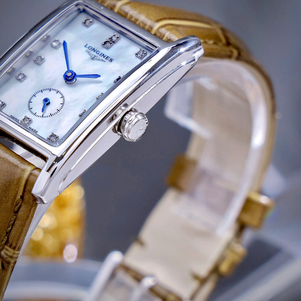 Đồng hồ Longines DolceVita nữ cọc số đá dây da nâu like auth 21.5x29mm