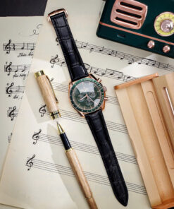 Đồng hồ Omega Speedmaster nam mặt xanh green fake cao cấp 43mm