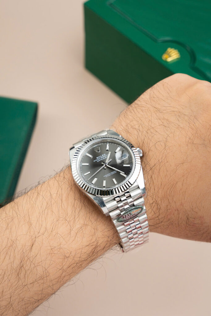Đồng hồ Rolex DateJust Chế Tác nam mặt xám cọc số dạ quang Clean 41mm (2)