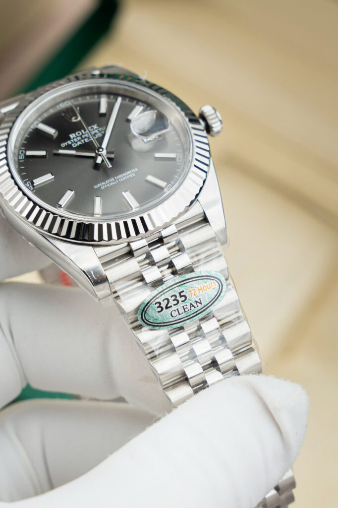 Đồng hồ Rolex DateJust Chế Tác nam mặt xám cọc số dạ quang Clean 41mm (2)
