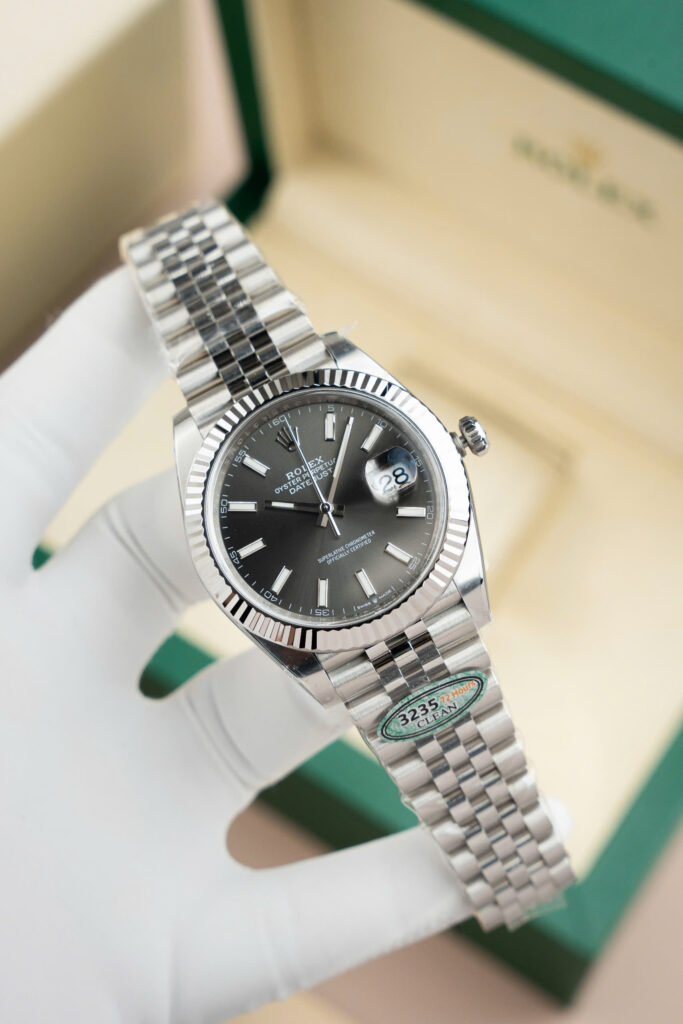 Đồng hồ Rolex DateJust Chế Tác nam mặt xám cọc số dạ quang Clean 41mm (2)