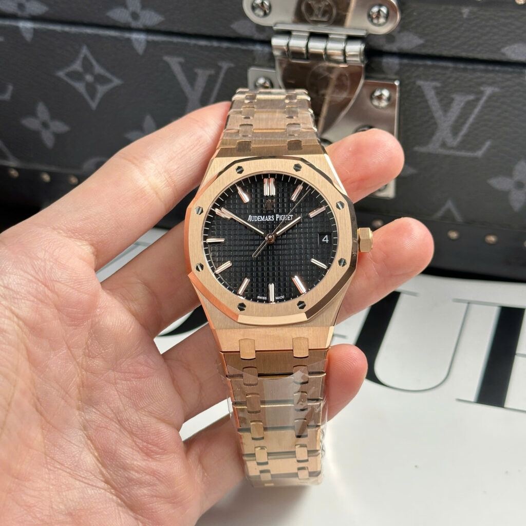 Đồng hồ nam Audemars Piguet Royal Oak 15500OR Rep 11 mặt đen dây kim loại APS 41mm (1)