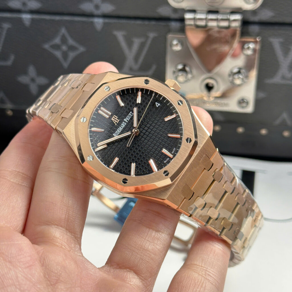 Đồng hồ nam Audemars Piguet Royal Oak 15500OR Rep 11 mặt đen dây kim loại APS 41mm (1)