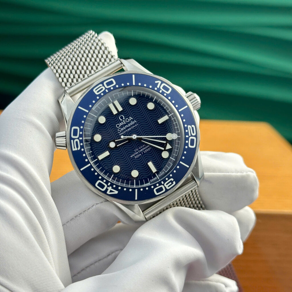 Đồng hồ nam Omega Seamaster Replica 11 mặt số xanh blue nhà máy VS 42mm (1)