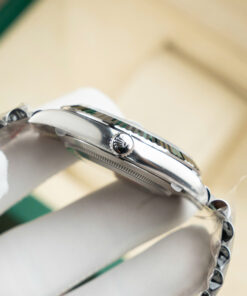 Đồng hồ nam Rolex DateJust Replica 11 mặt đen cọc số đá xưởng Clean 41mm (2)