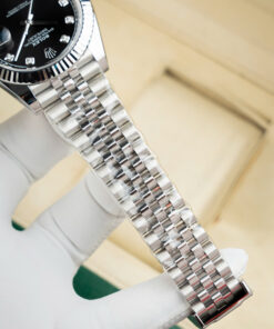 Đồng hồ nam Rolex DateJust Replica 11 mặt đen cọc số đá xưởng Clean 41mm (2)