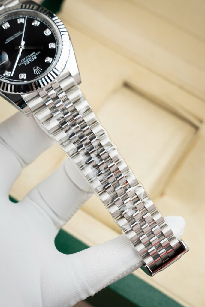 Đồng hồ nam Rolex DateJust Replica 11 mặt đen cọc số đá xưởng Clean 41mm (2)