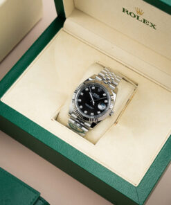 Đồng hồ nam Rolex DateJust Replica 11 mặt đen cọc số đá xưởng Clean 41mm (2)