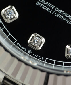 Đồng hồ nam Rolex DateJust Replica 11 mặt đen cọc số đá xưởng Clean 41mm (2)