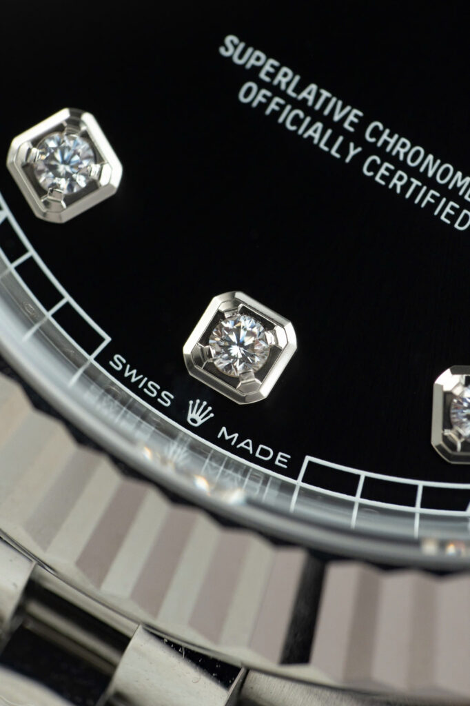 Đồng hồ nam Rolex DateJust Replica 11 mặt đen cọc số đá xưởng Clean 41mm (2)