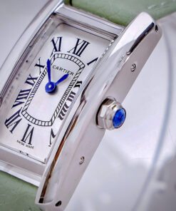 Đồng hồ Cartier Tank Américaine dây da xanh green mặt chữ nhật super fake 34mmx20mm