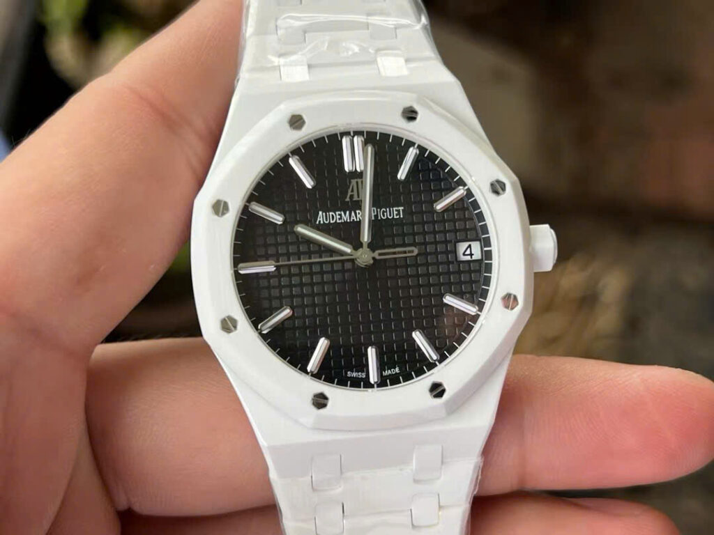 Đồng hồ Audemars Piguet Royal Oak Replica 11 chế tác vỏ gốm trắng 41mm (8)