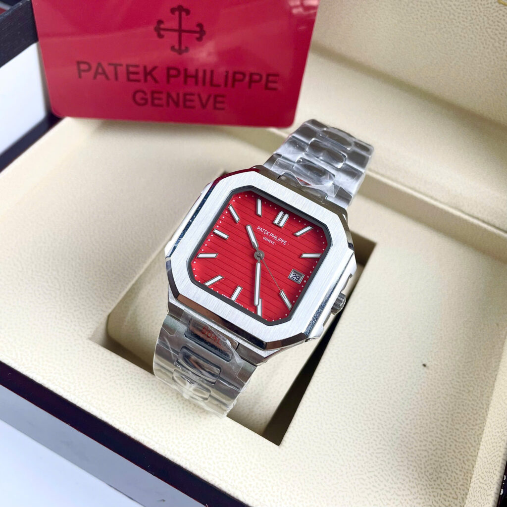 Đồng hồ Patek Philippe 5821/1A Cubitus mặt đỏ máy cơ nhật giá rẻ fake cao cấp 43mm